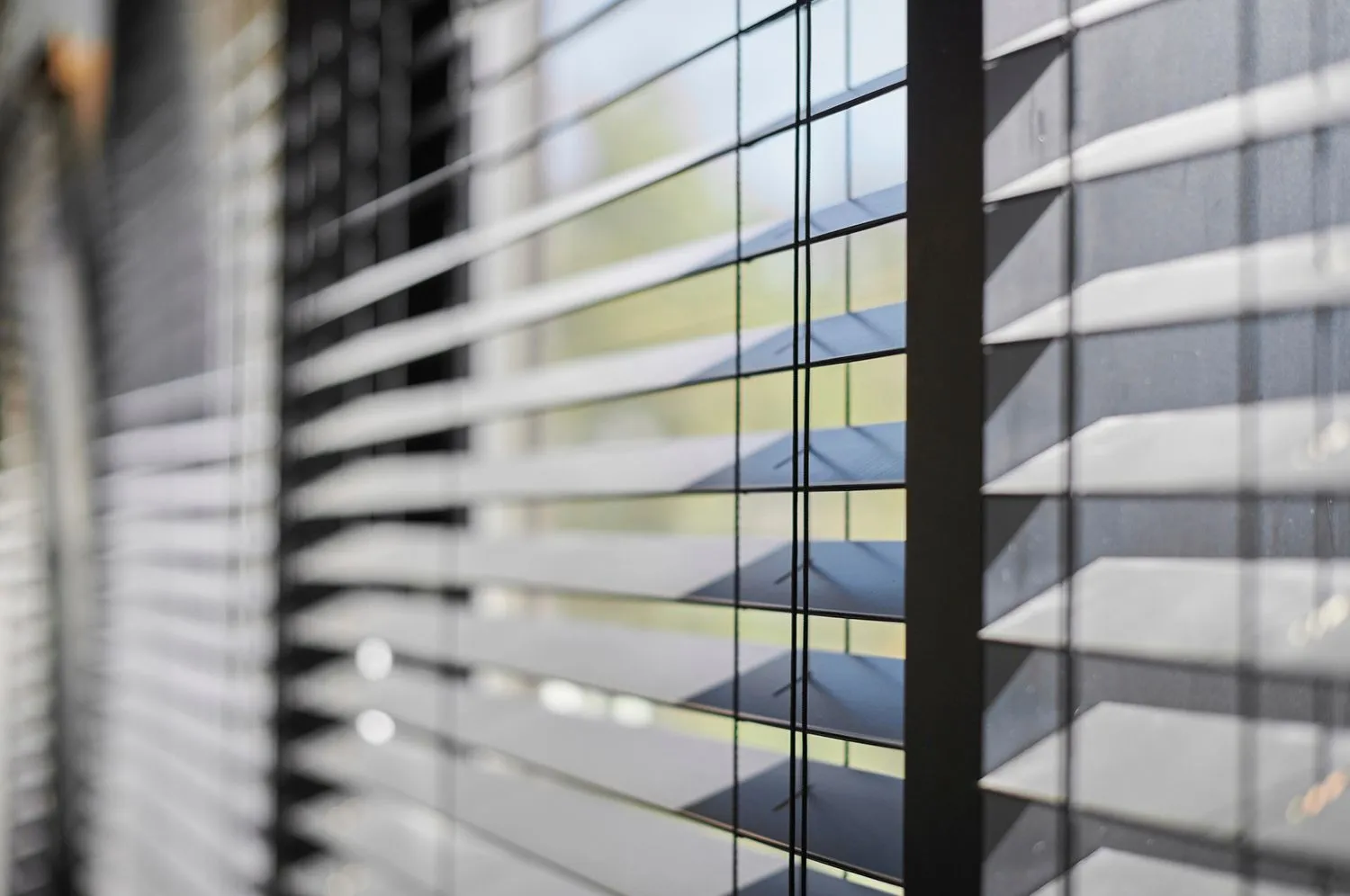 Wood blinds with sunlight